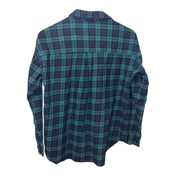 🟣Forever 21 Green & Navy Plaid Flannel Shirt – Women’s Size Small - Picture 2 of 3